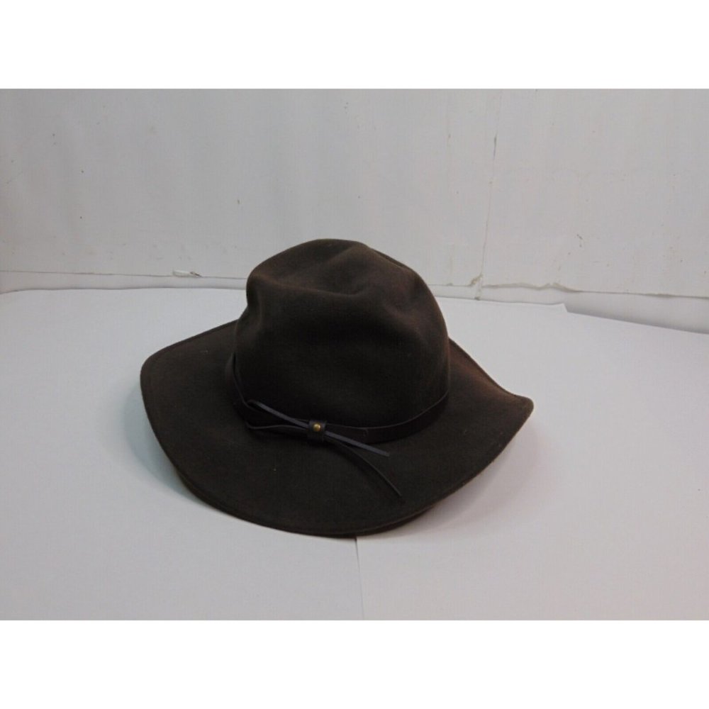 SCALA Size M Brown Fedora Wool Hat Western Cowboy Outdoor